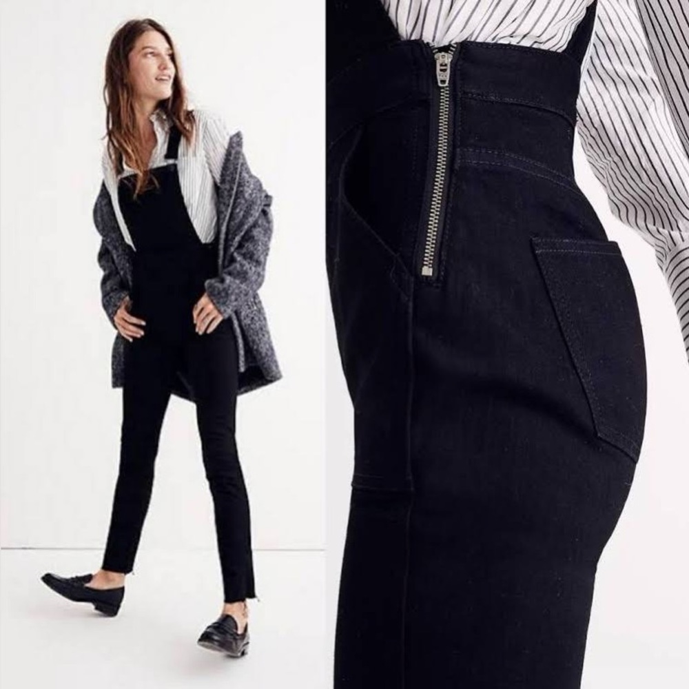 Madewell Skinny Overalls in Black Lunar Wash - Women’s Small